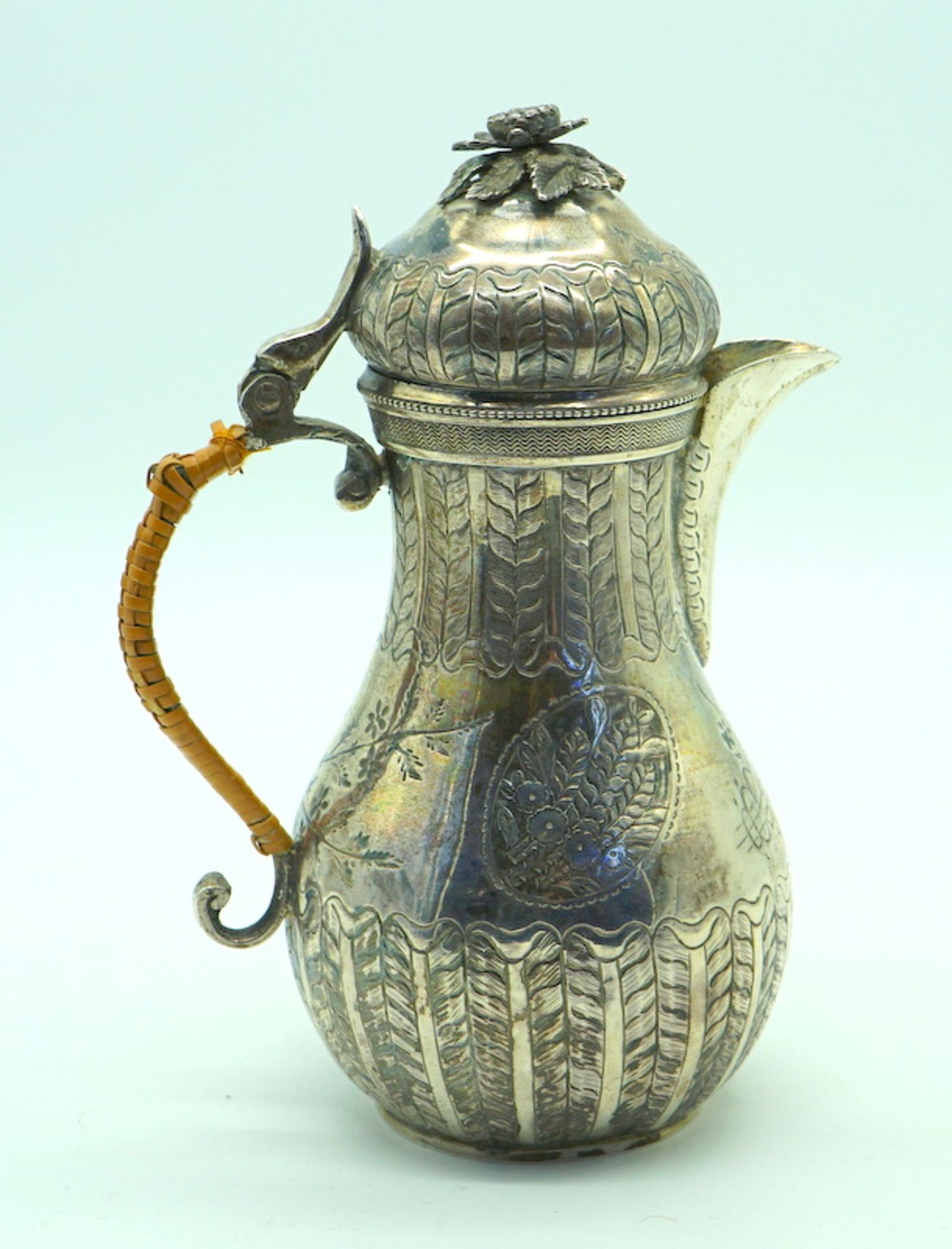 Antike Türkenkopfkanne Persien 19. JH. 900 er Silber - Image 5 of 6