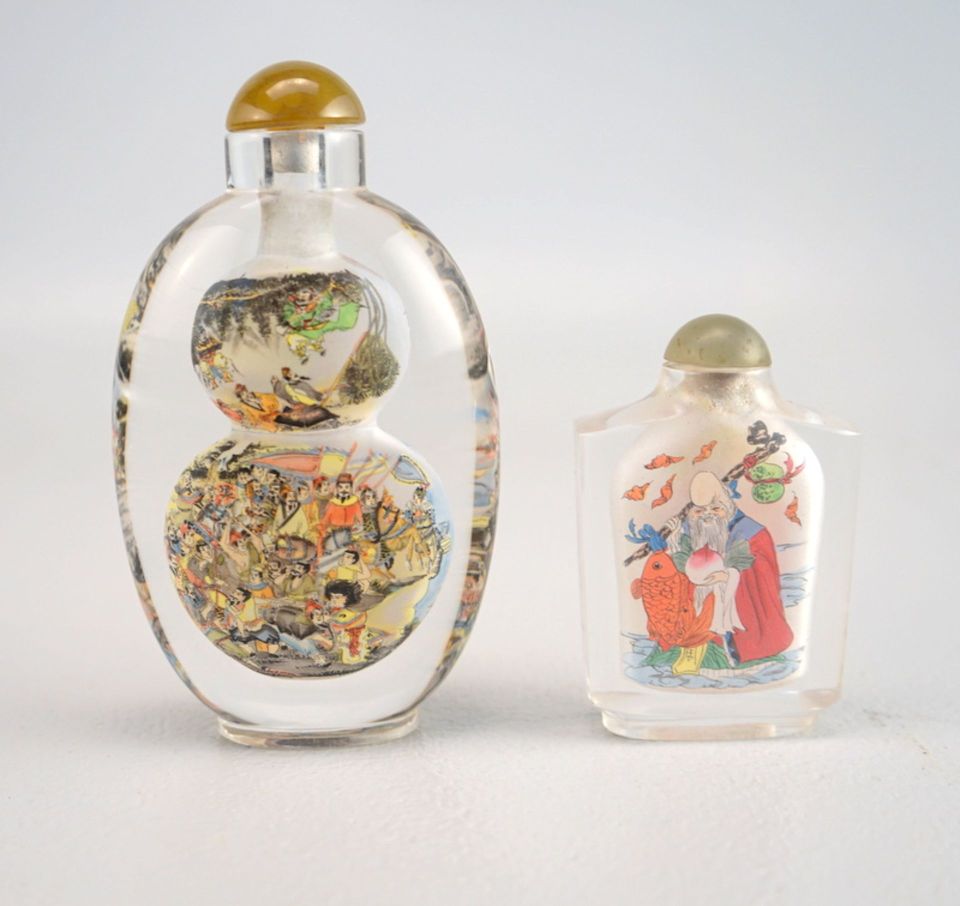 Sehr große Snuff Bottle mit detailreicher Hinterglasmalerei - Image 2 of 2