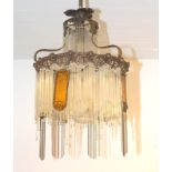 Guimard, Hector: Deckenlampe mit Glasstäben und Farbigem Glasfluss