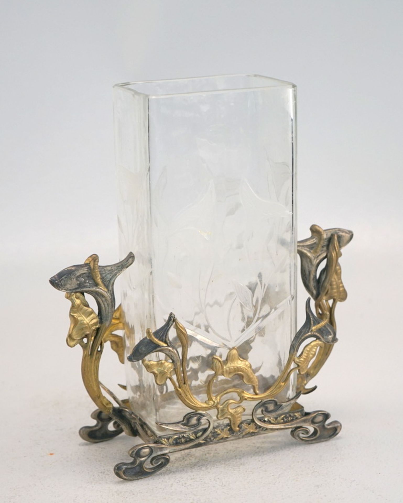 Argentor: Vase mit Messingmontur des Jugendstil - Bild 2 aus 3