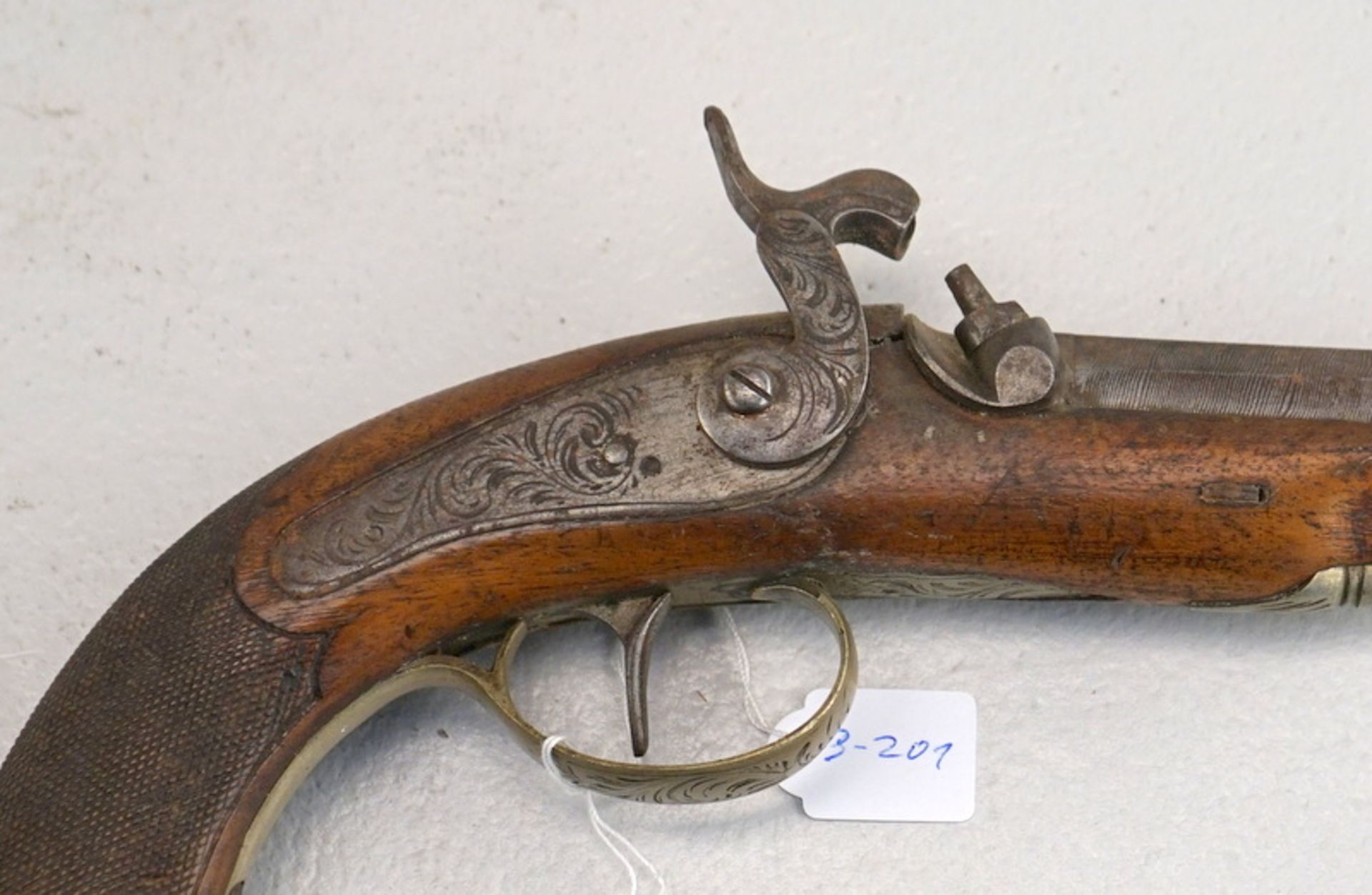 Perkussionspistole, wohl Belgien, um 1840, dazu Steinschlosspist. - Image 4 of 8