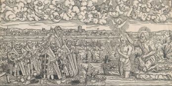 Lucius d. Ä., Jacob: Taufe Christi mit Darstellung Luthers, Holzschnitt, um 1550