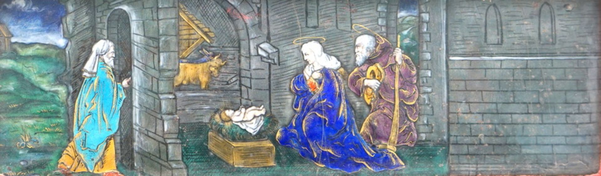 Emailmalerei,"Geburt Christi" Limoges, 18./19.Jhd. - Image 2 of 4