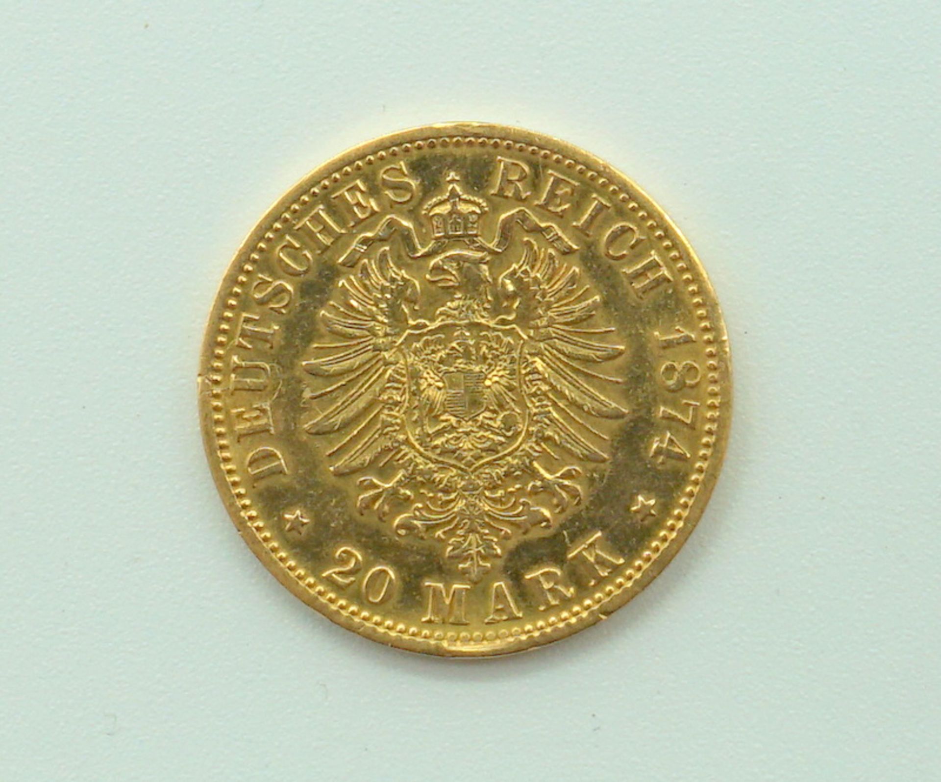 20 Goldmark Friedrich Wilh. V.G.G. Grossh. V. Mecklenburg-Strelitz 1874 A - Image 2 of 2