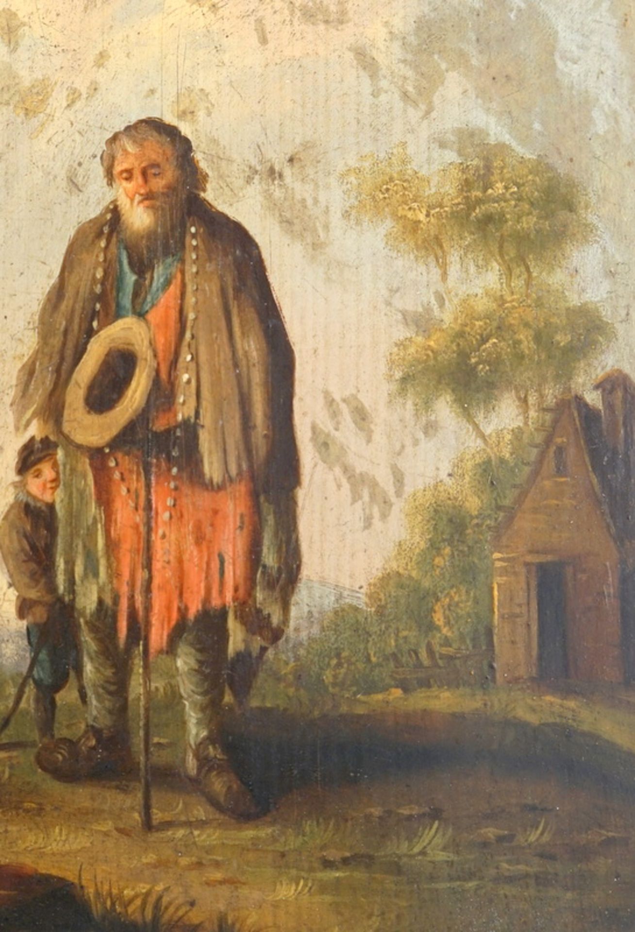 Bettlerszene, Öl auf Holz, 18. Jhd. - Image 3 of 5