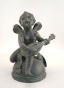 Engel mit Laute, Bronzeplastik, um 1900