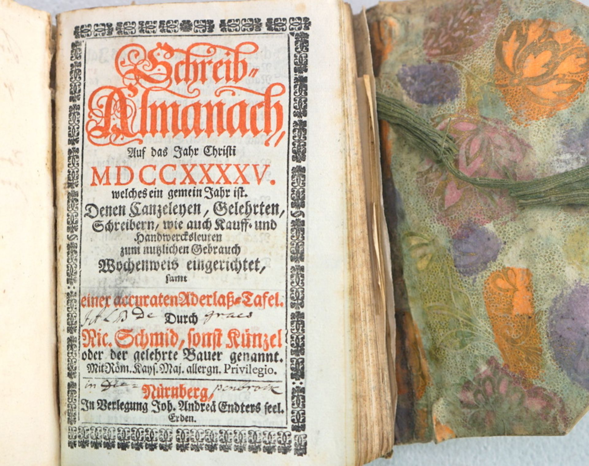 Schreib Almanach von 1745 als Album Amicorum