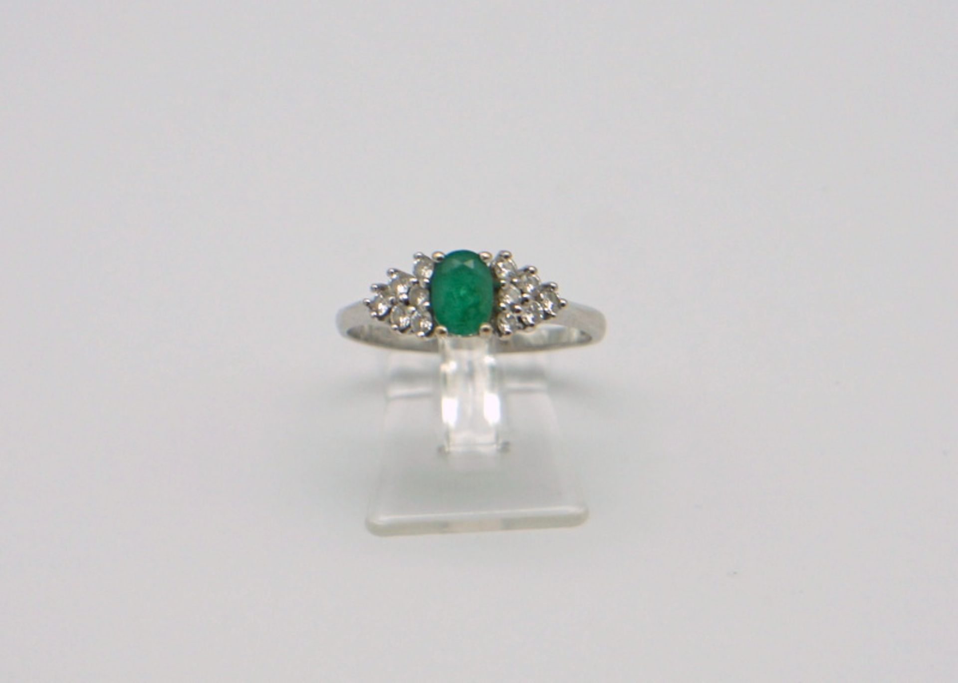 Smaragd-Brillant-Ring, 750 WG