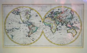 Bonne, Rigobert: Weltkarte von 1771: L' Ancient Monde et le Nouveau en deux Hemispheres