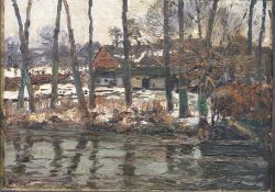 Herrmanns, Heinrich: Häuser am Flussufer im Winter