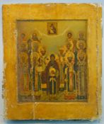 Russische Ikone mit 18 Heiligen