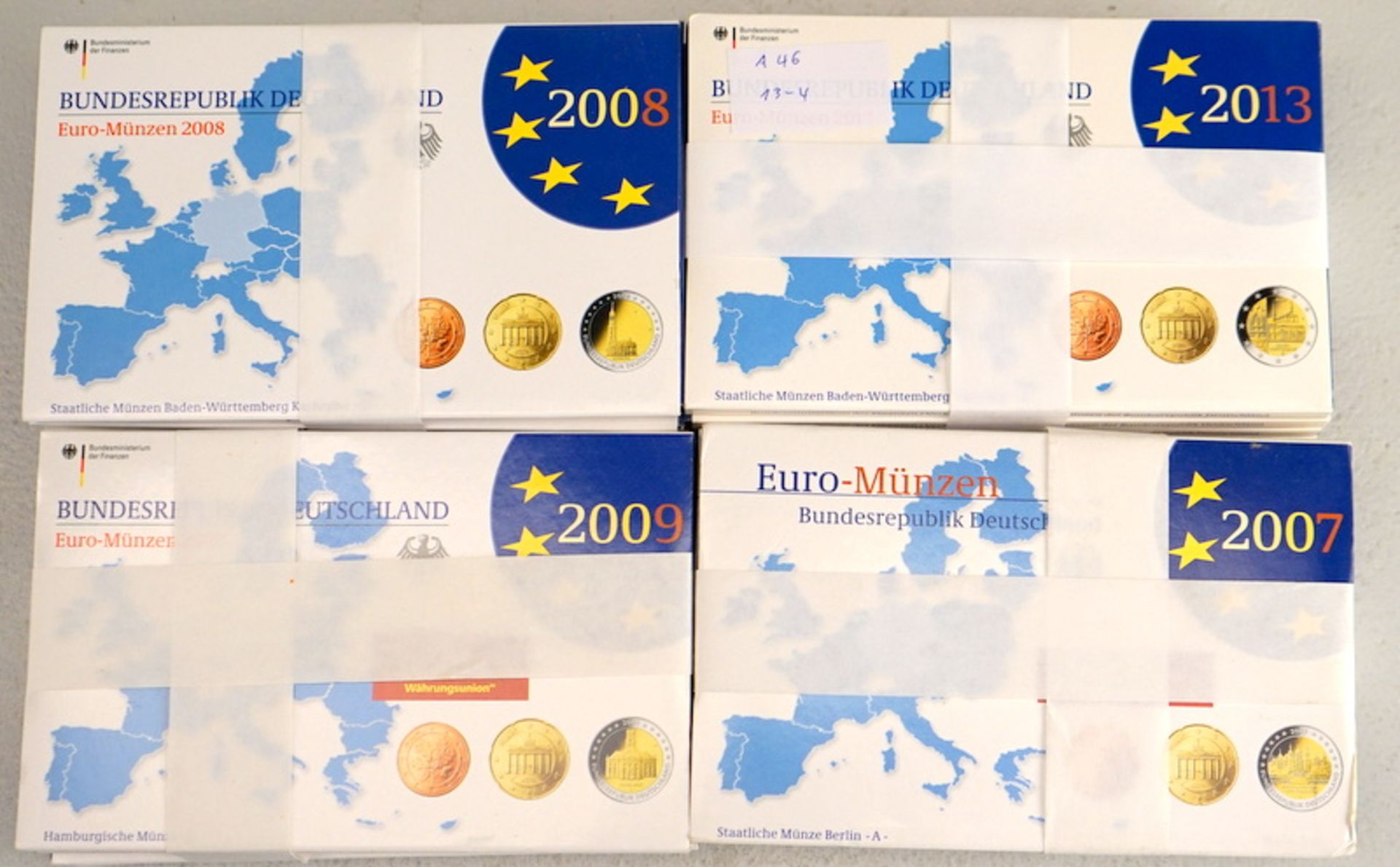 Euro-Kursmünzsätze, Deutschland, 2007, 2008, 2009, 2013