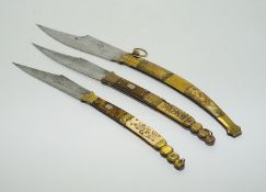Sammlung von 3 Antiken Jagdlichen Klappmesser "Laguiole"