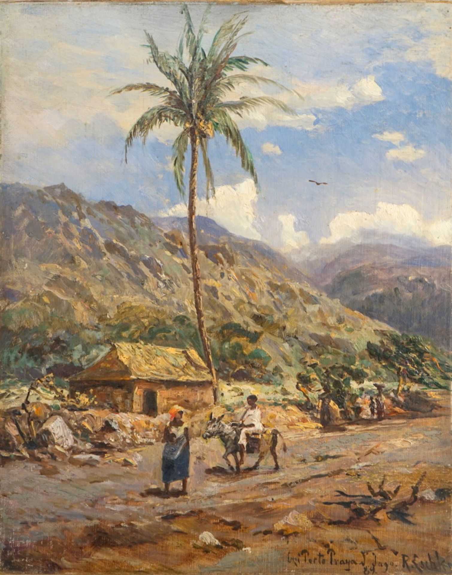 Eschke, Richard-Hermann: Bei Porto Praya St. Jago, 1889, Öl auf Holz