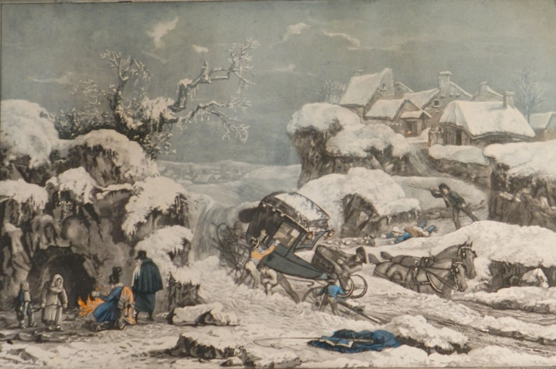 Debucourt, Philibert-Louis: 2 Frühe Altcolorierte Aqatintaradierungen "Winter" - Image 4 of 4