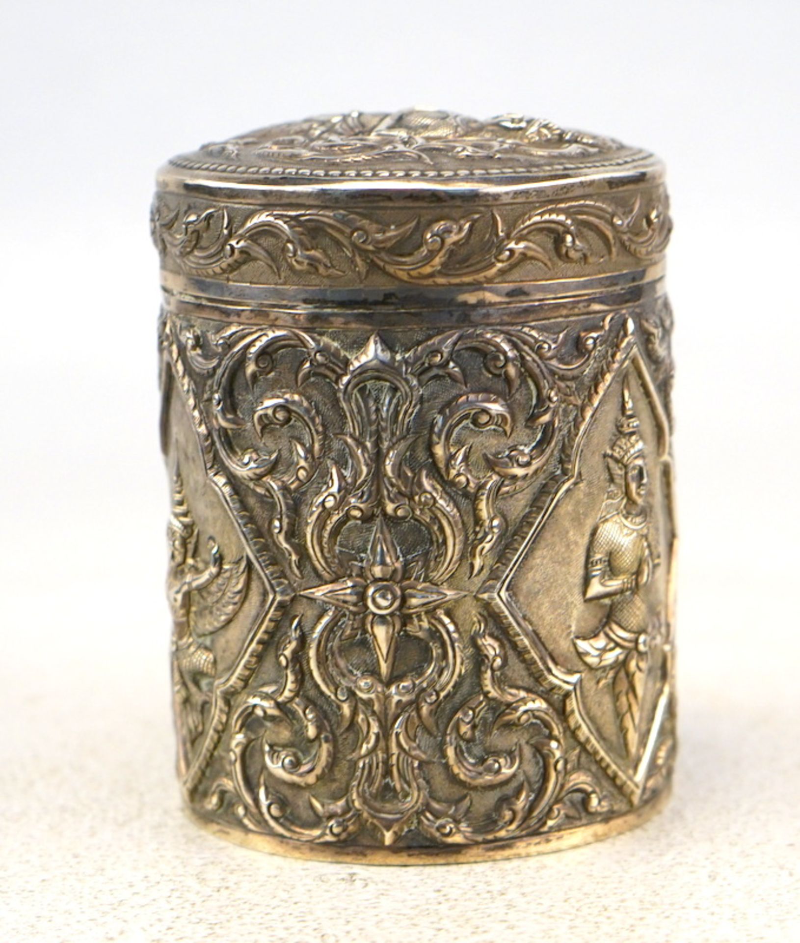 Anbietdose mit fein getriebene Ornamenten Sterling Silber Siam - Image 3 of 3