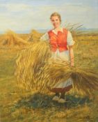 Rau, Alexander: Schöne Bäuerin bei der Weizenernte