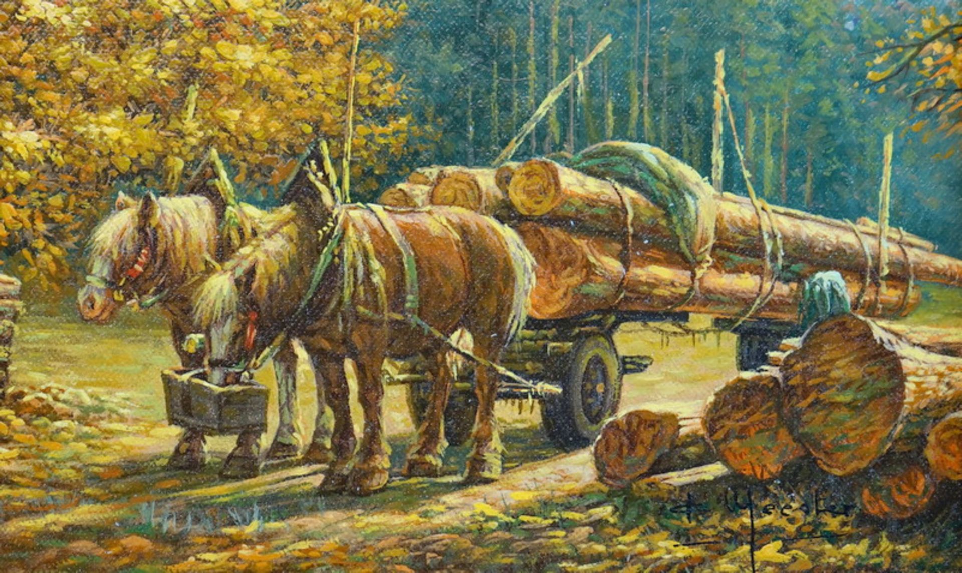 Weester, F.: Pferde Holzfuhrwagen - Image 2 of 3
