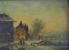 Niederländischer Maler des 19. Jh: Eisvergnügen dat. 1887