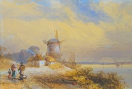 Landschaft mit Windmühle und Personen