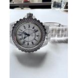 Lady'S Chanel J12 White Ceramic And Diamond Wristwatch