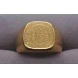 18CT GOLD HEAVY GENTS SIGNET RING