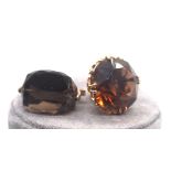 2X SMOKEY QUARTZ 9CT GOLD WATCH FOBS