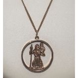 SAINT CHRISTOPHER 9CT GOLD PENDANT + CHAIN