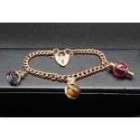 9CT GOLD 3 CHARM BRACELET