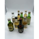 A mixed lot of miniature whisky bottles