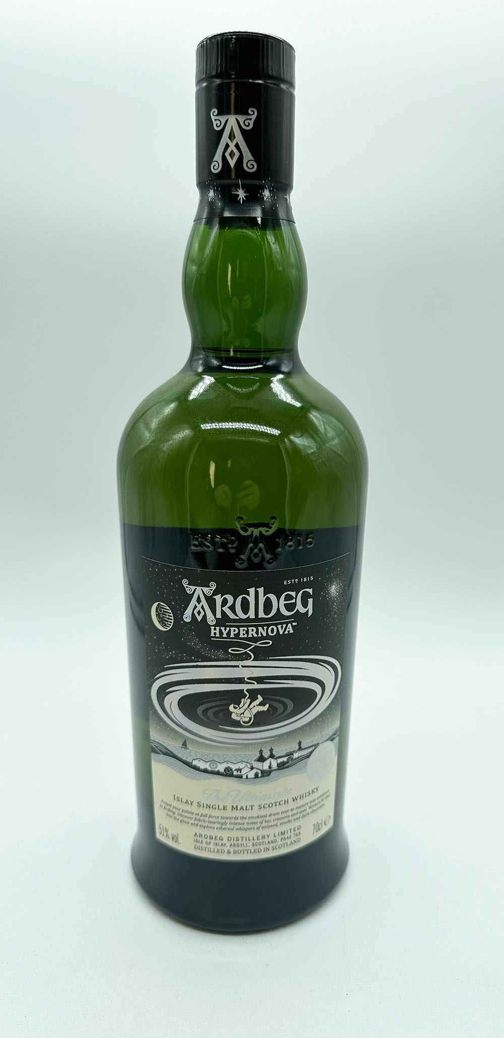 A bottle of Ardbeg Hypernova malt whisky