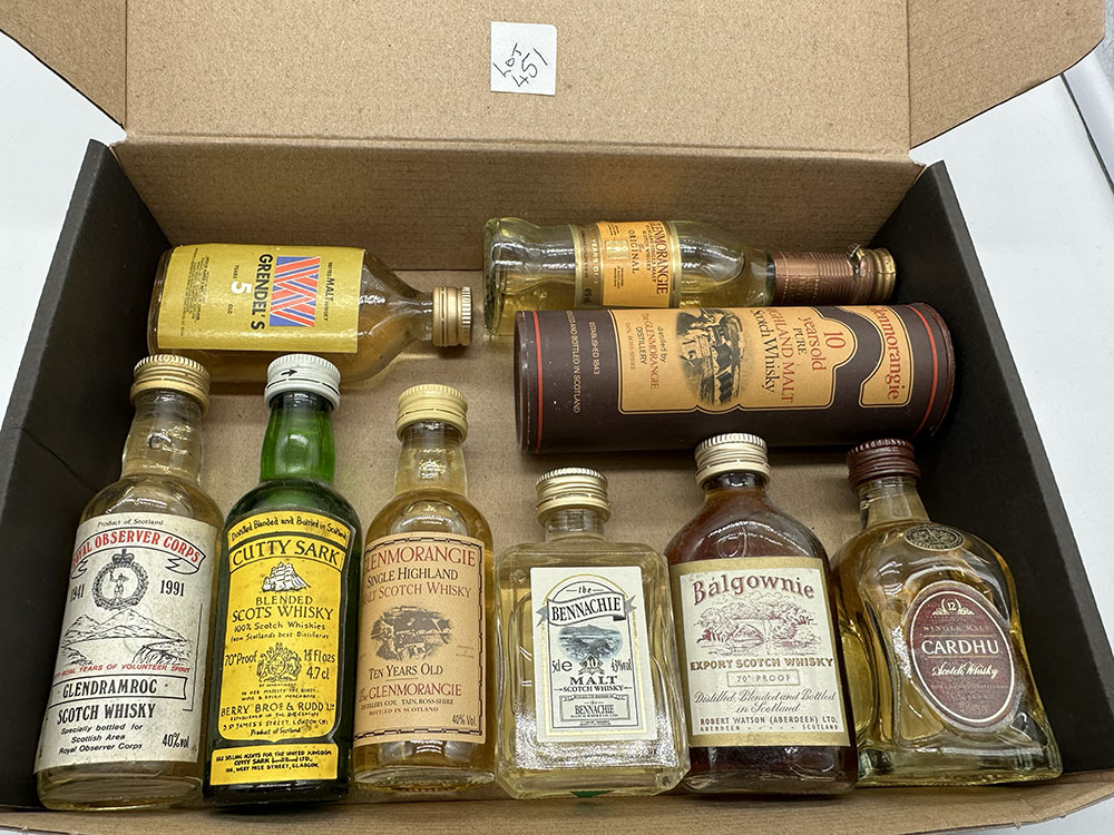 A collection of whisky miniatures