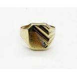 A 9ct yellow gold large signet ring