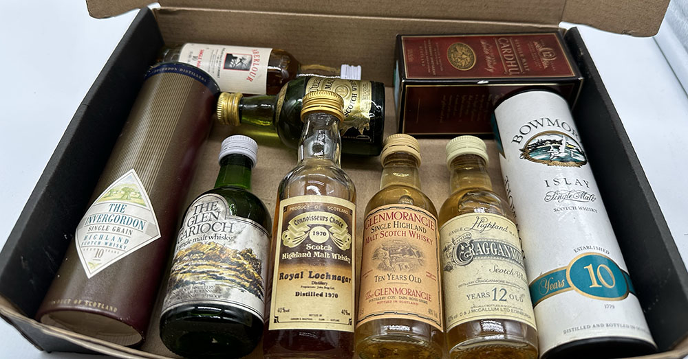 A collection of whisky miniatures