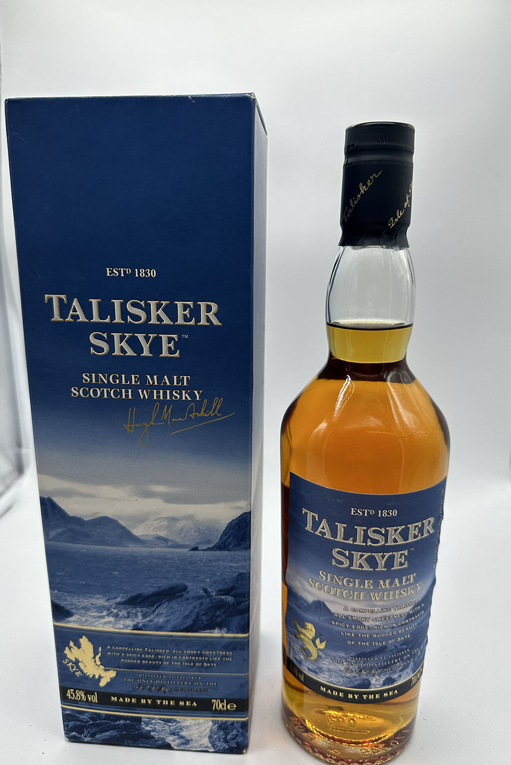 A bottle of Talisker malt whisky