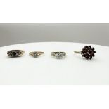 A mix lot of 4x 9ct yellow gold rings