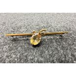 A 9ct yellow gold citrine stone set brooch