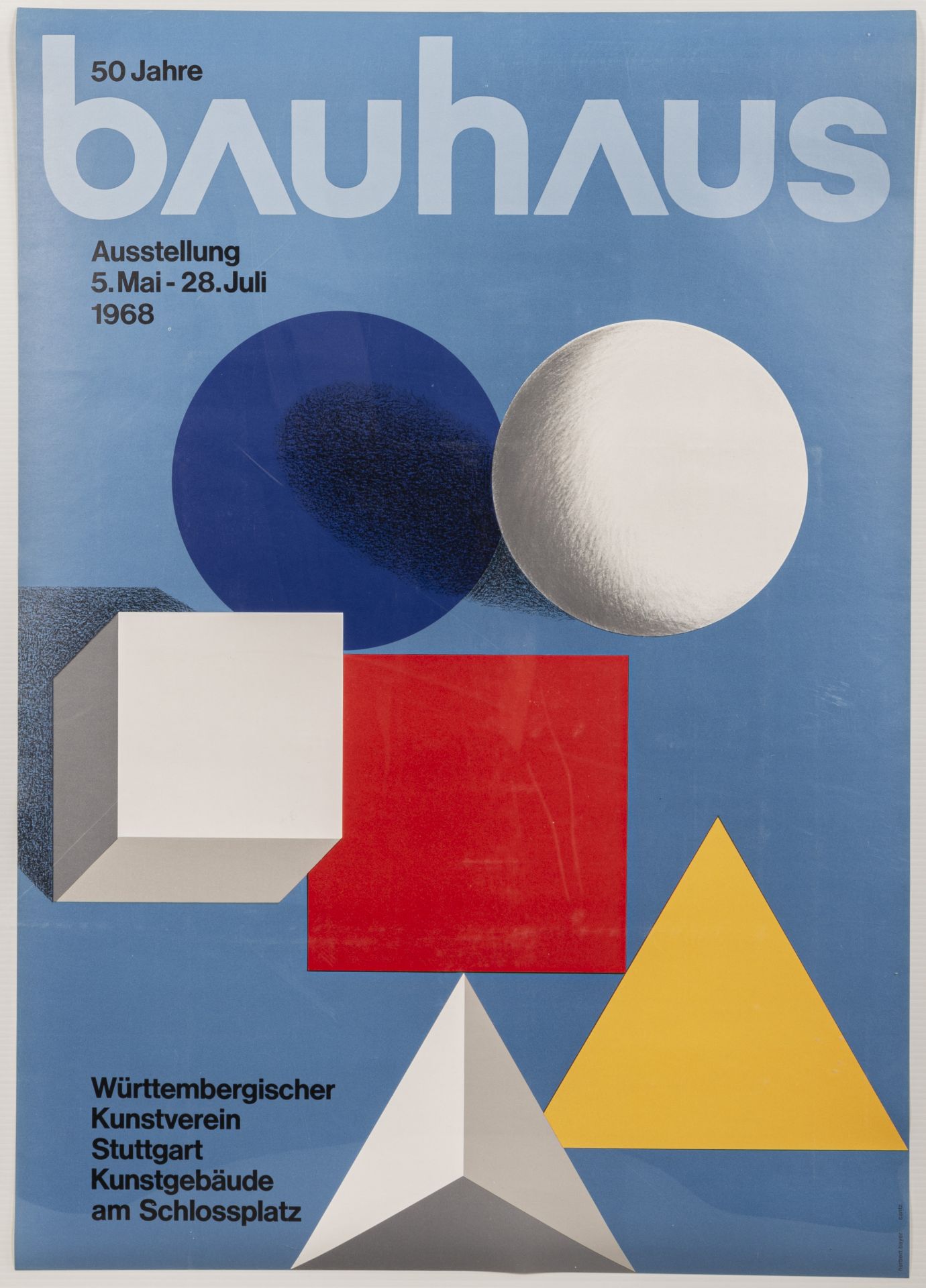 Plakat zur Ausstellung '50 Jahre Bauhaus' vom 5. Mai-28.Juli 1968