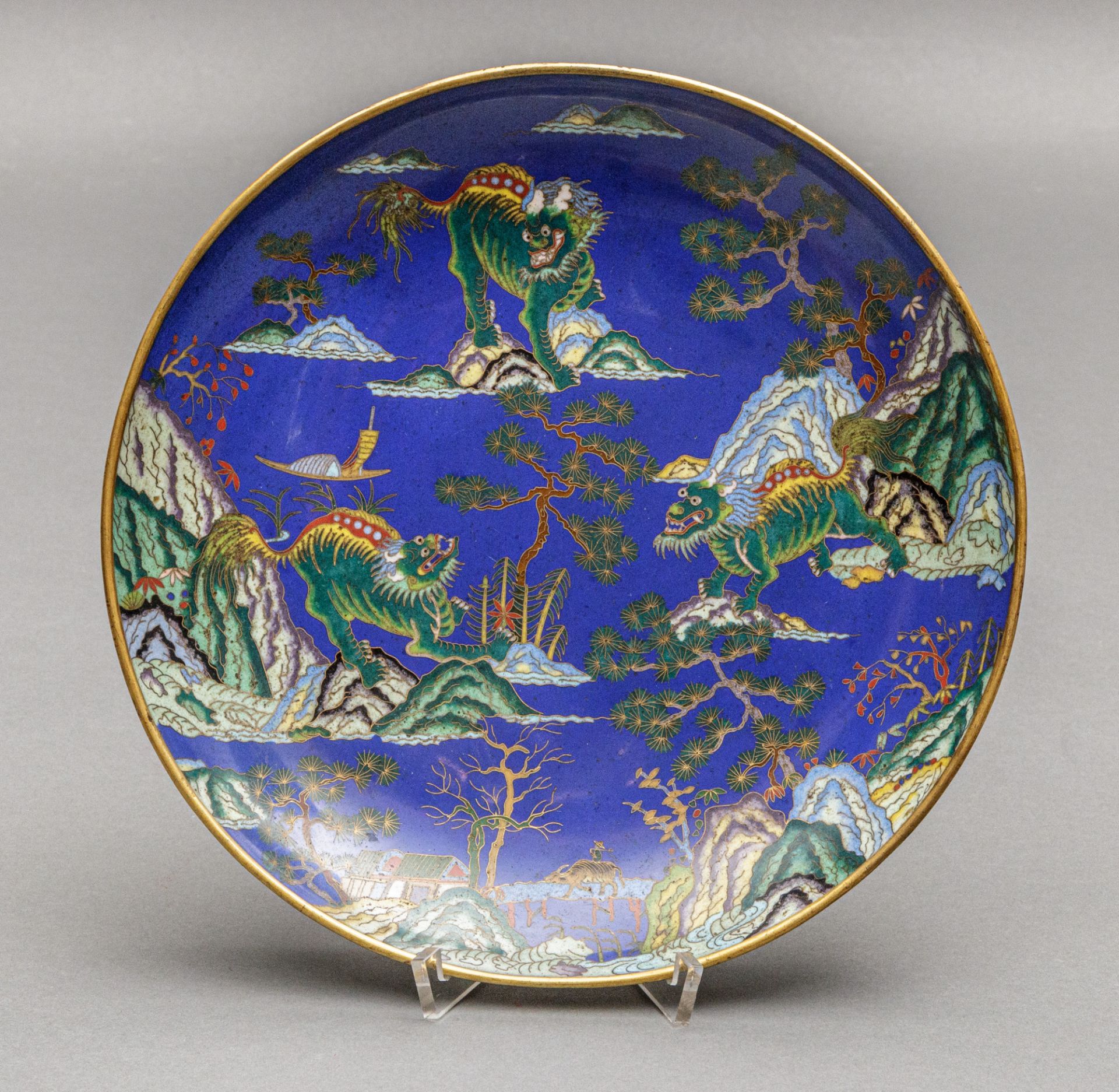 Paar Cloisonné Teller, China, wohl Qing Dynastie, 1644-1911 - Bild 3 aus 5