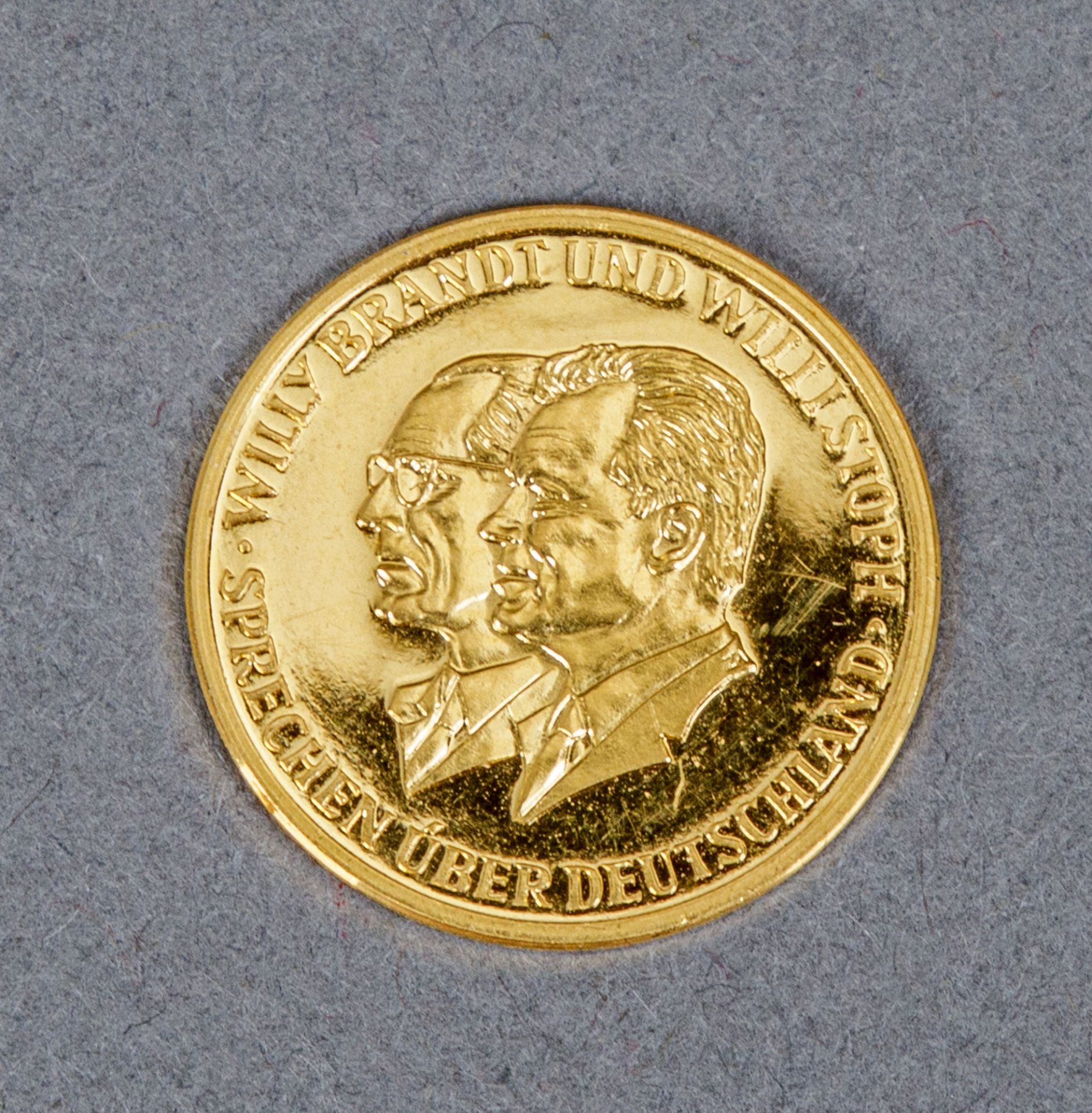 Goldmedaille, Gipfeltreffen 1970 Willy Brandt und Willi Stoph, 999er Gold