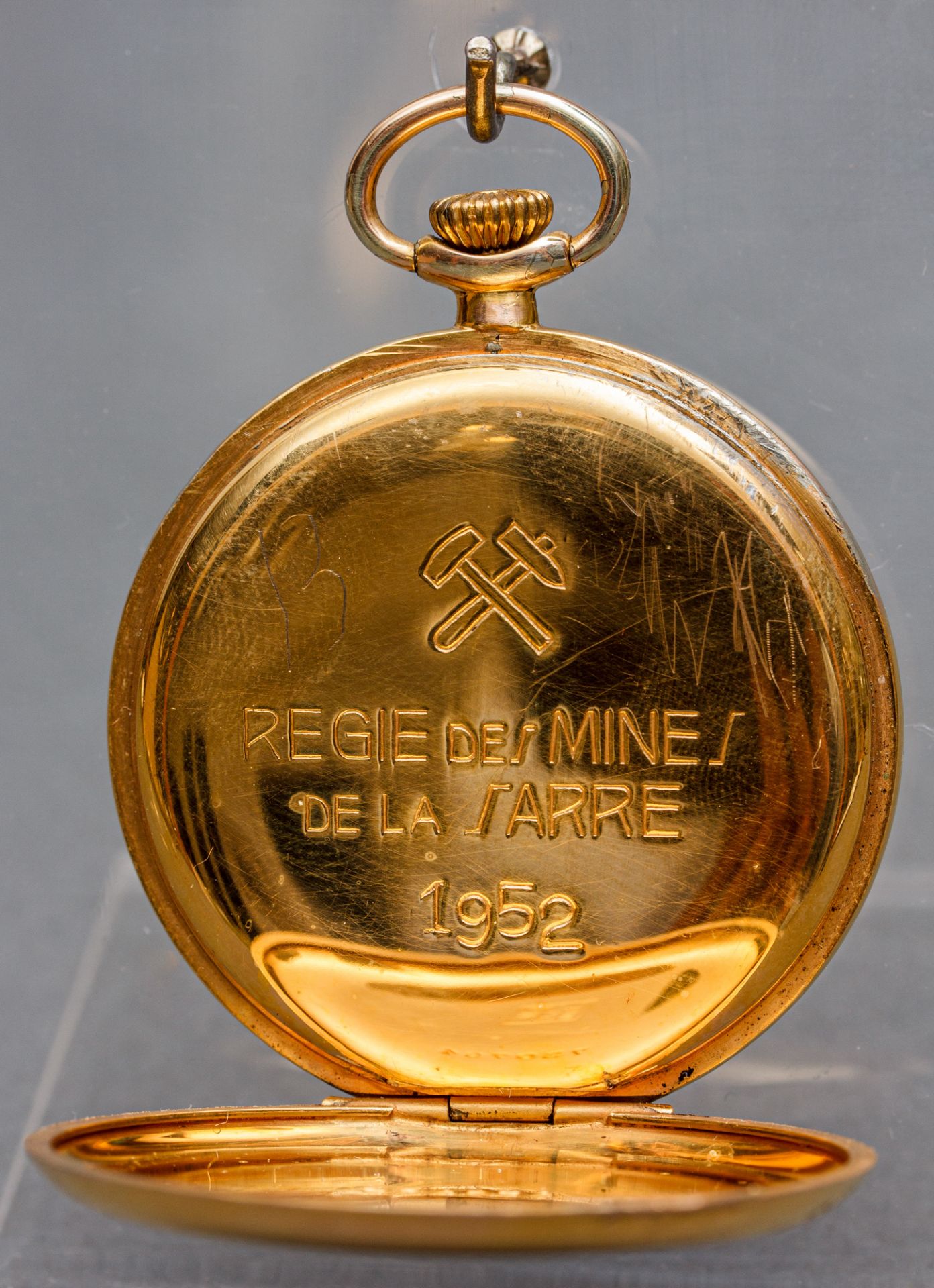 vergoldete Taschenuhr LIP, Regie des Mines de la Sarre, Frankreich 1952 - Bild 3 aus 5