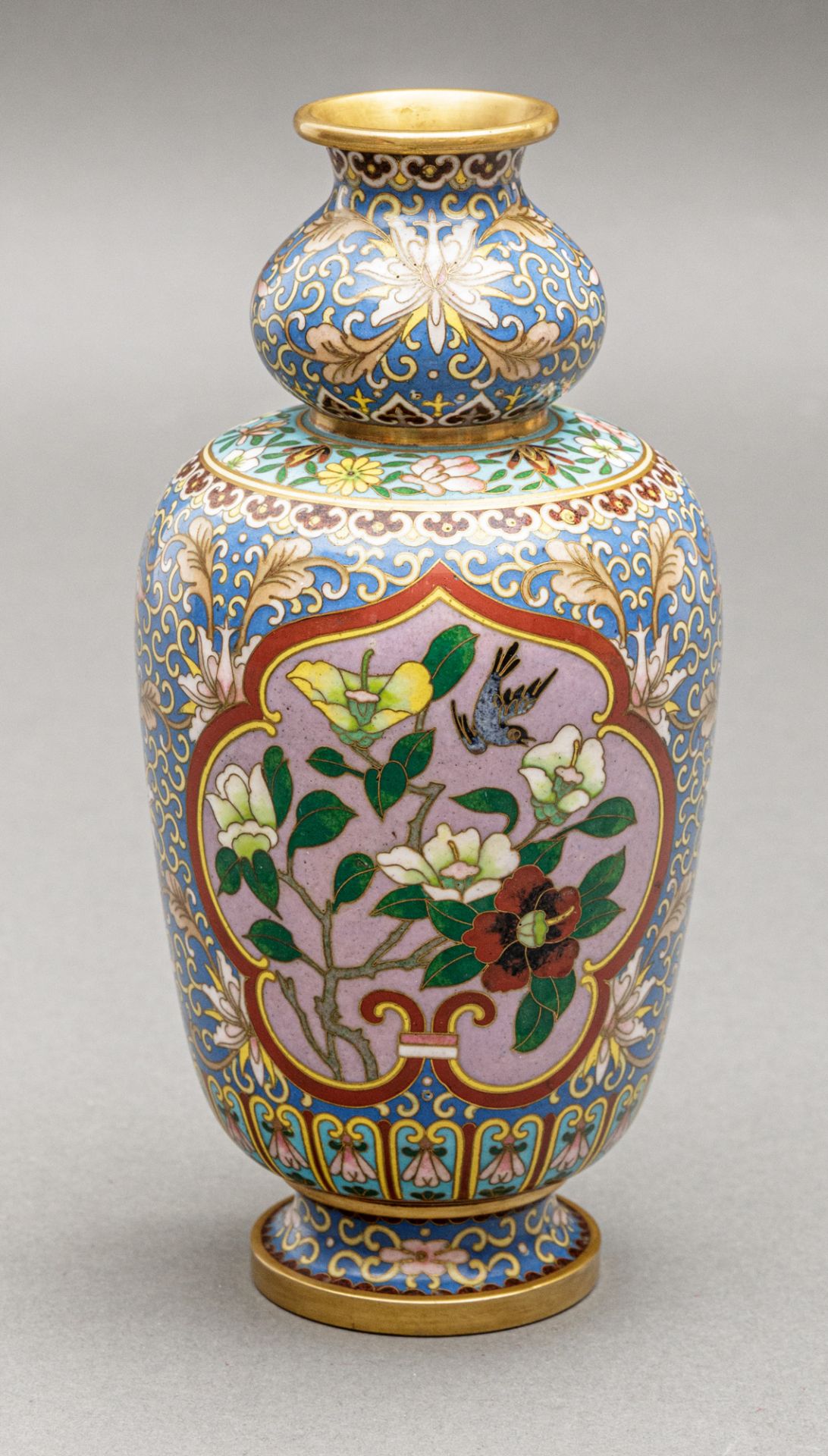 Cloisonné Doppelkürbisvase, China, um 1900 - Bild 3 aus 4