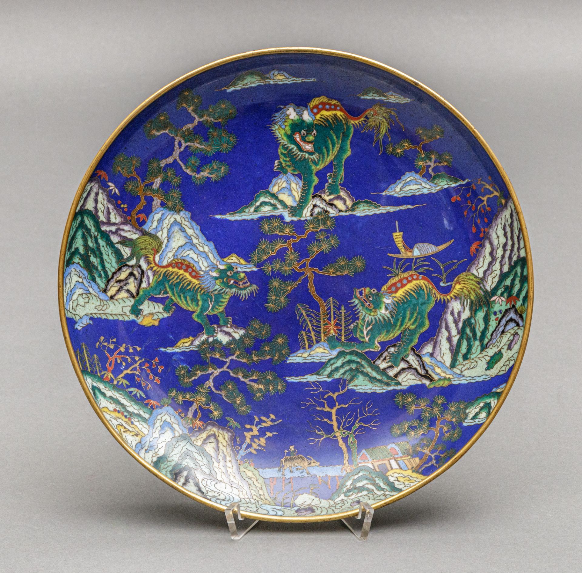 Paar Cloisonné Teller, China, wohl Qing Dynastie, 1644-1911