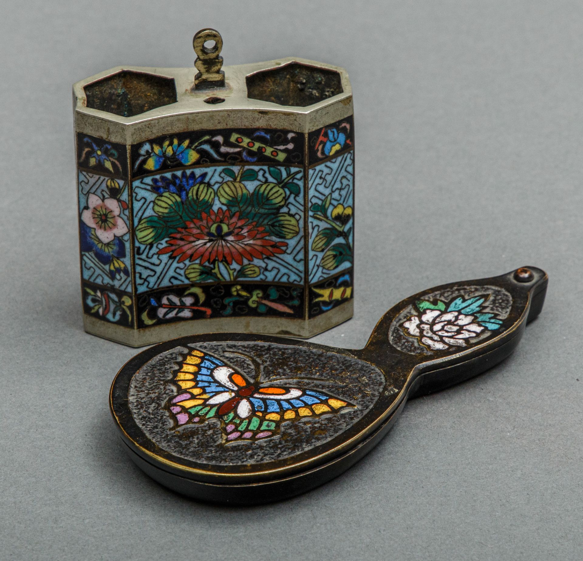 Paar Cloisonné Opiumgeräte, China, um 1900