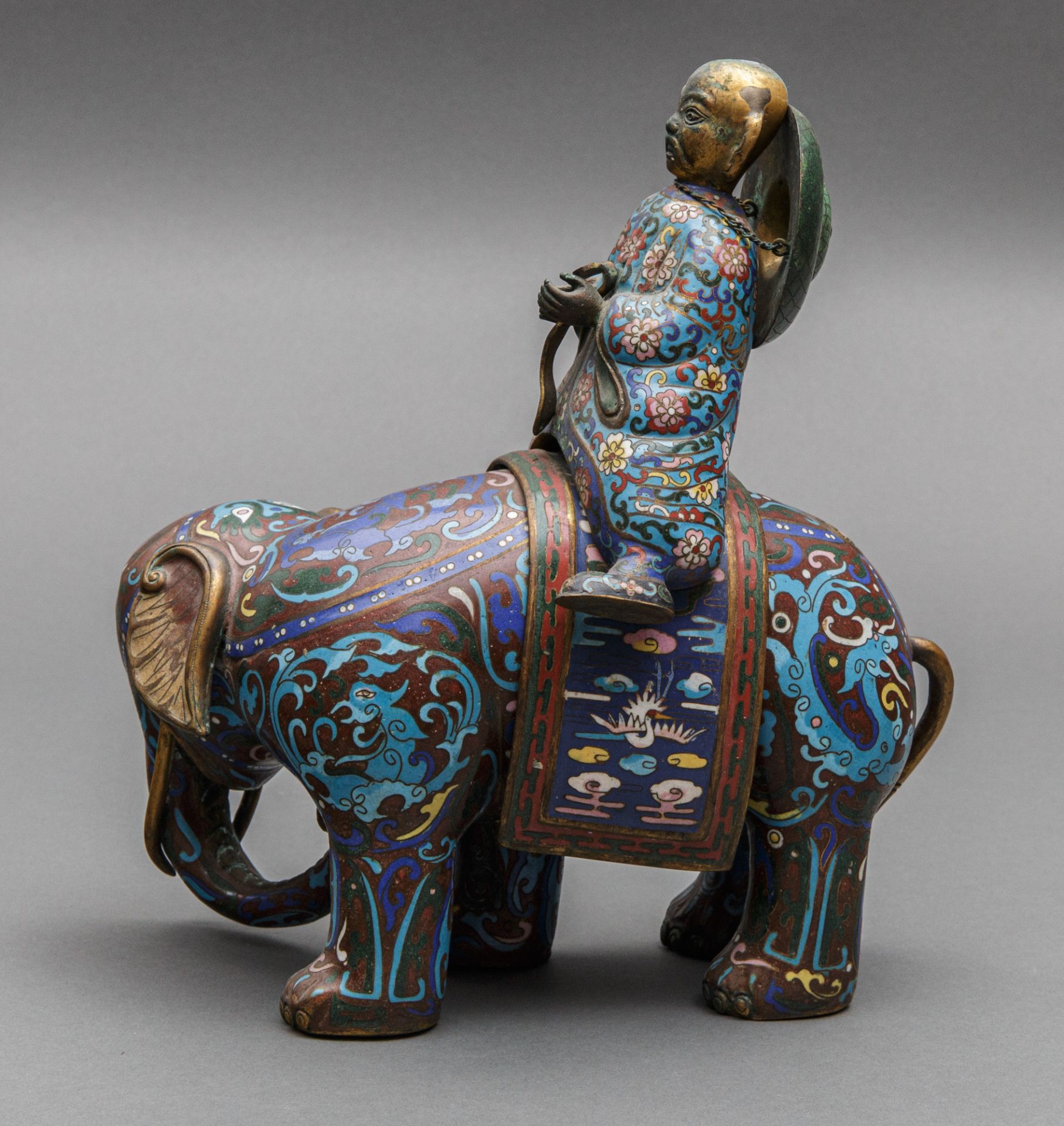 Cloisonné Elefant mit Reiter, China, wohl 19 Jh. - Bild 3 aus 5