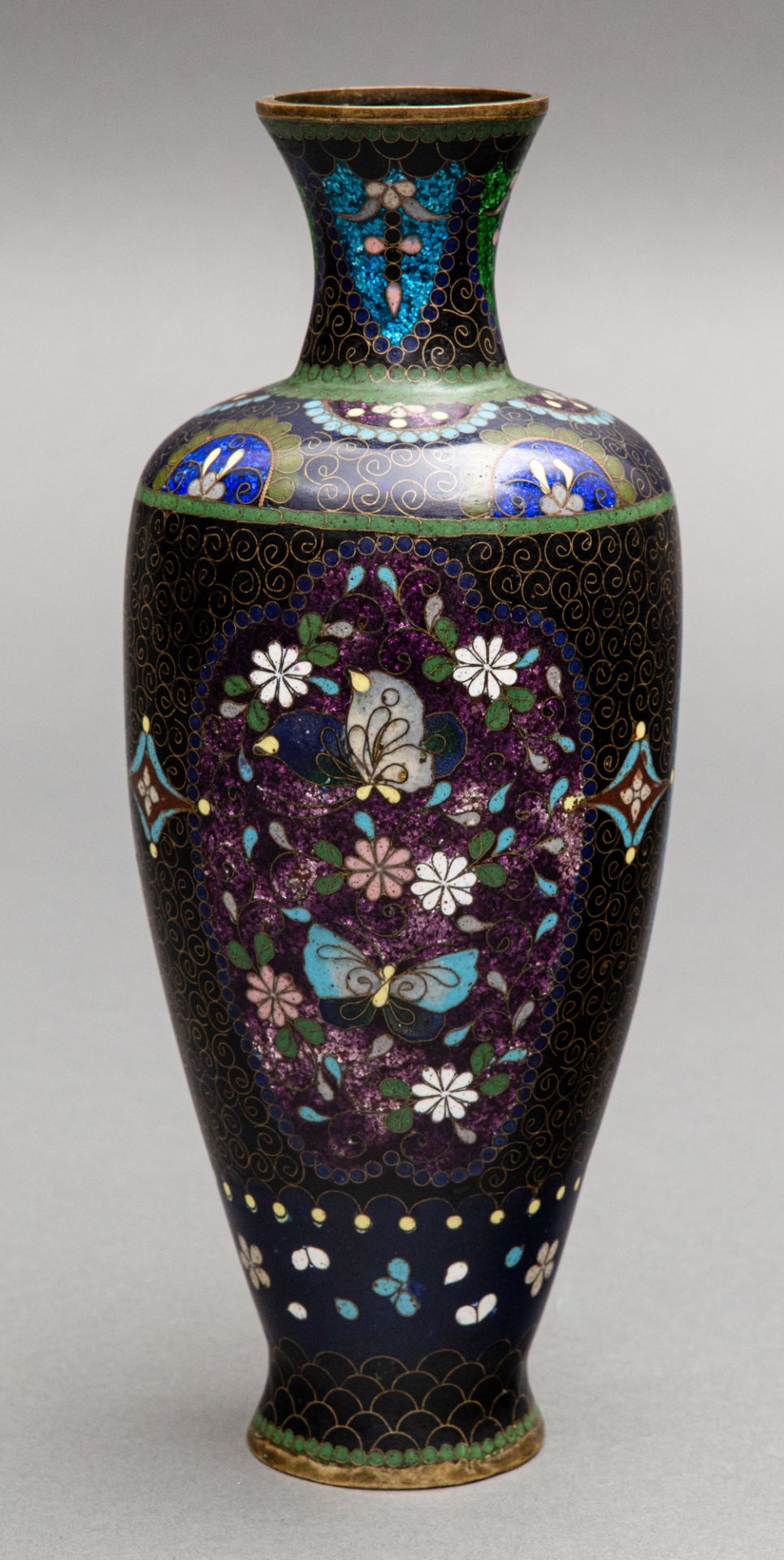 Cloisonné Vase in Goldstone-Technik, Japan, Meiji-Zeit (1868-1912) - Bild 3 aus 4