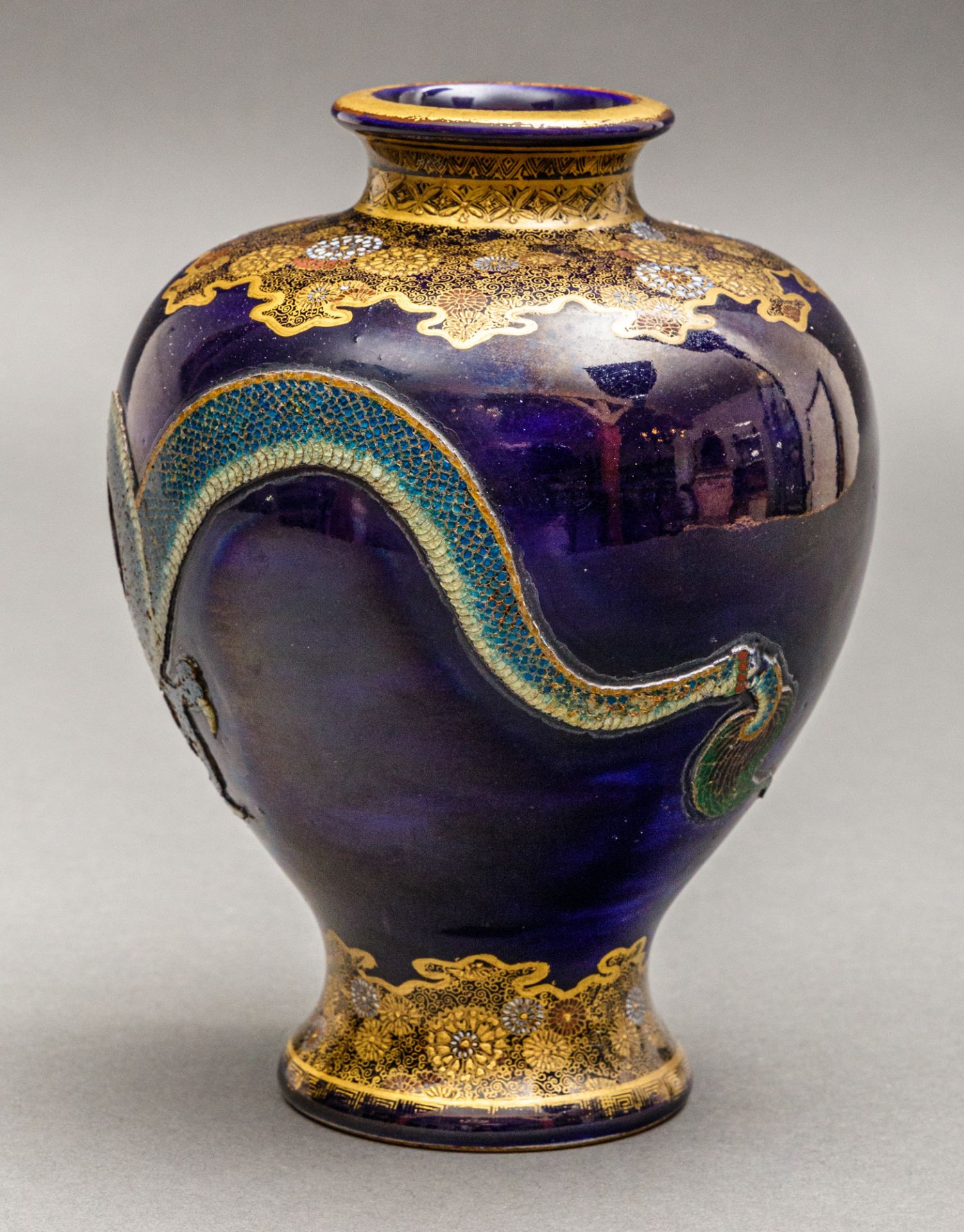 Satsuma Keramik Vase, Japan, Kinkozan Sobei VI (1824-84) - Bild 4 aus 6