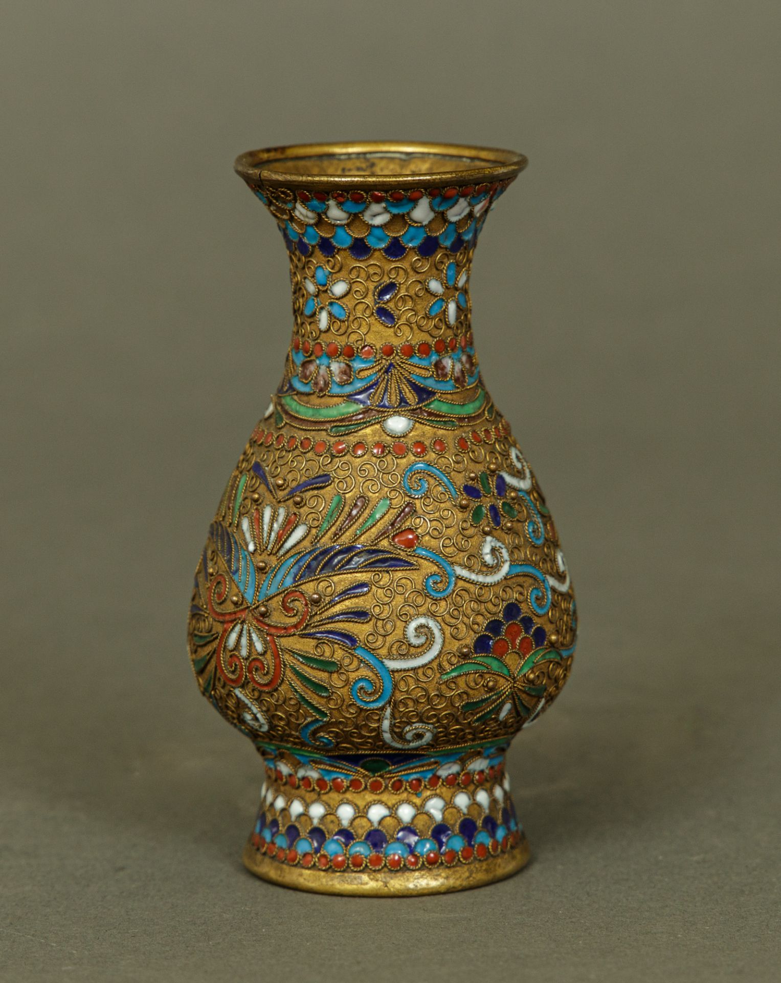 Cloisonné-Vase, russisch,