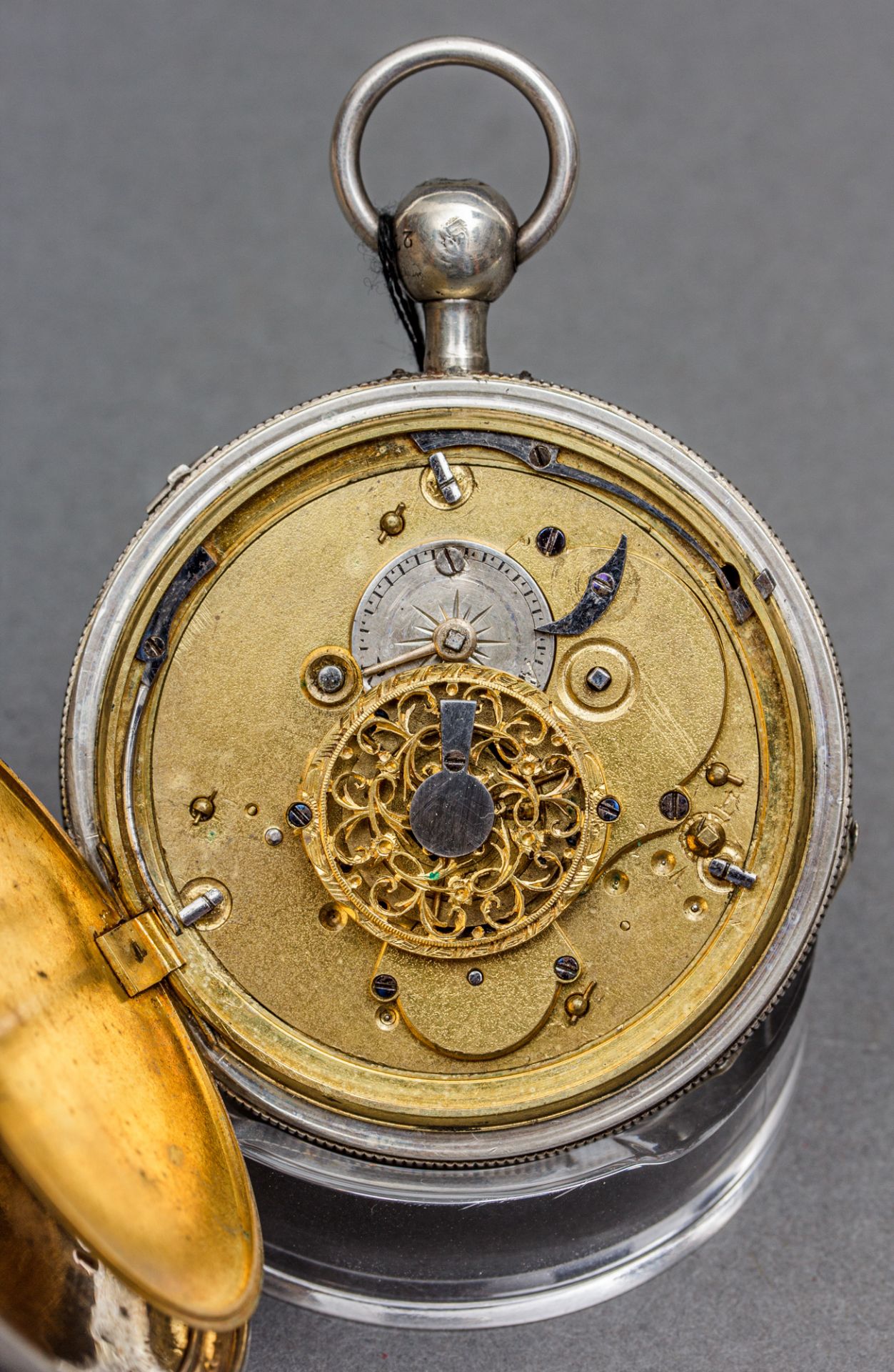 Taschenuhr mit Viertelstundenrepetition, wohl England, 19. Jh., Silber - Bild 4 aus 4