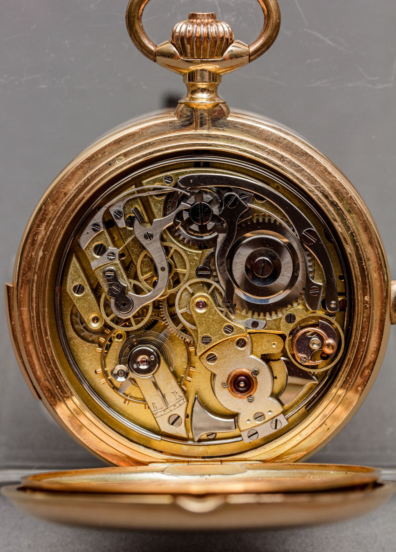 Savonette mit Chronograph und Repetition, Thoune, um 1900, 585er RG - Image 5 of 5